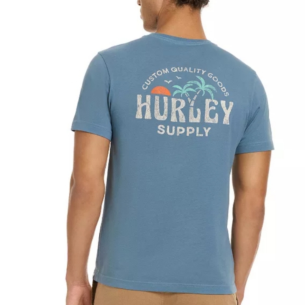 Hurley Men's Blue Graphic Crew Neck Tee T-shirt, Sz XL